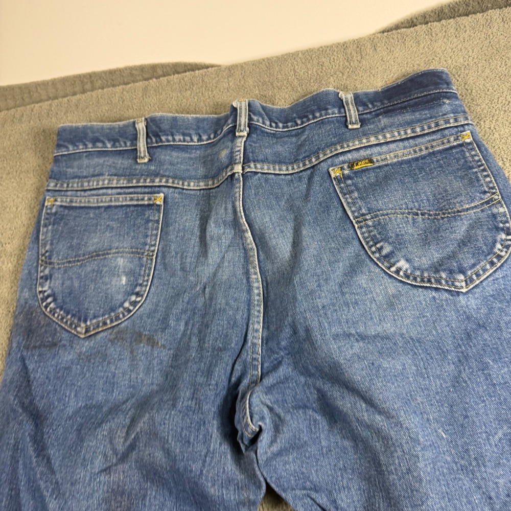 Lee Mens Relaxed Fit Medium Wash Blue Denim Straight Leg Workwear Jeans 38x30